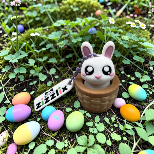 Nyuszi Kosárban - Kulcstartó- Klikker