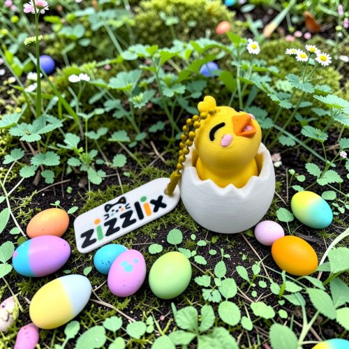 Csibe Tojásban - Kulcstartó- Klikker